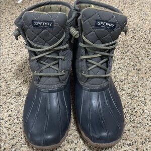 Sperry Gray/Navy Quilted Duck Boots